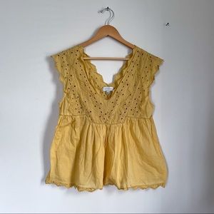 Lucky Brand Yellow Lace Tank Top